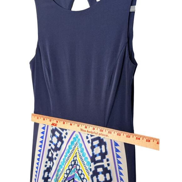 Anthropologie 4 Eliza J $158 Boho Crepe de Chine Maxi Dress Jersey Geometric S - Picture 6 of 8
